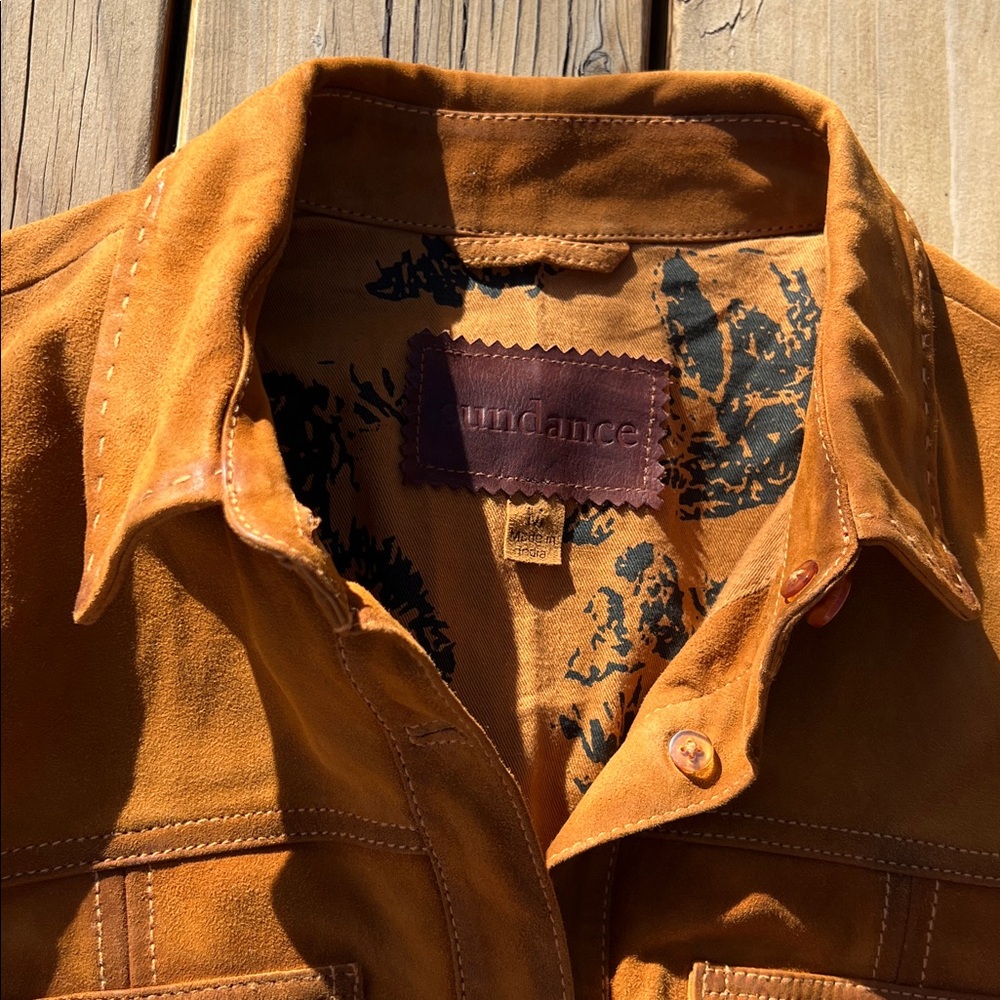 Gorgeous Sundance Evans Suede Trucker Shacket Jacket Shirt Medium M - Picture 5 of 9